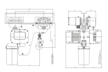 Lifting Height 6-8m Low Headroom 3 Ton Electric Chain Hoists EHK­-L Type